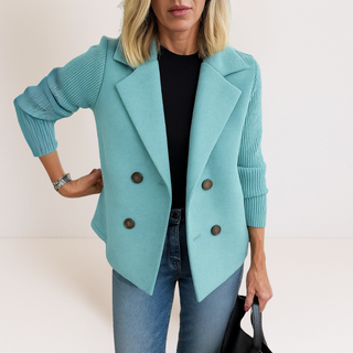 Marta - Šarmantný Kabát s Pletenými Rukávmi