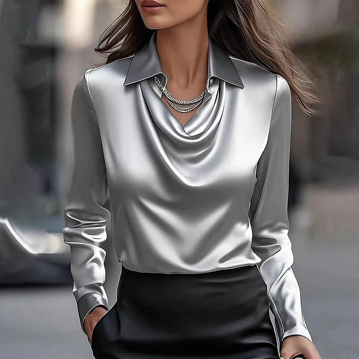 Inês - Luxurious Satin Blouse with Delicate neckline
