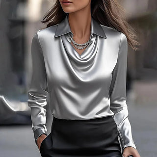 Inês - Luxurious Satin Blouse with Delicate neckline