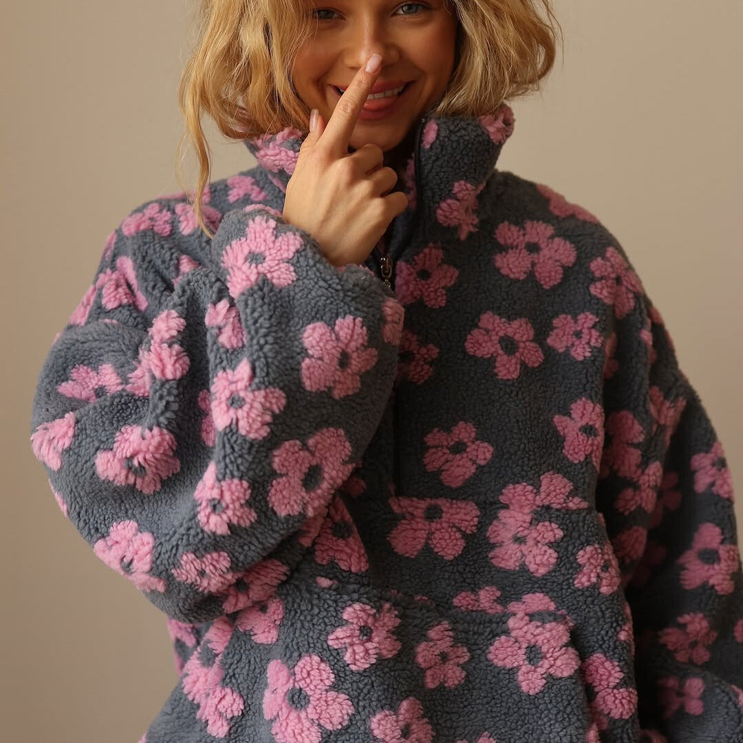 Květa – Polar Fleece Floral Hoodie