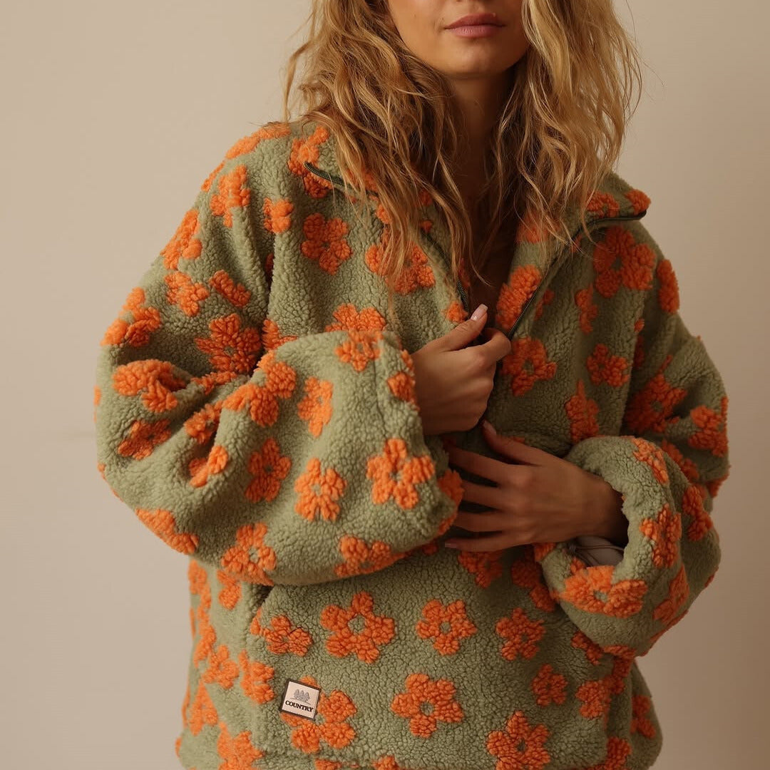 Květa – Polar Fleece Floral Hoodie