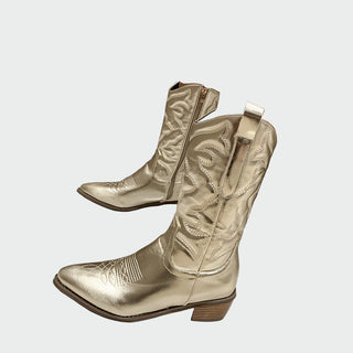Lesklé kovové cowboy boty