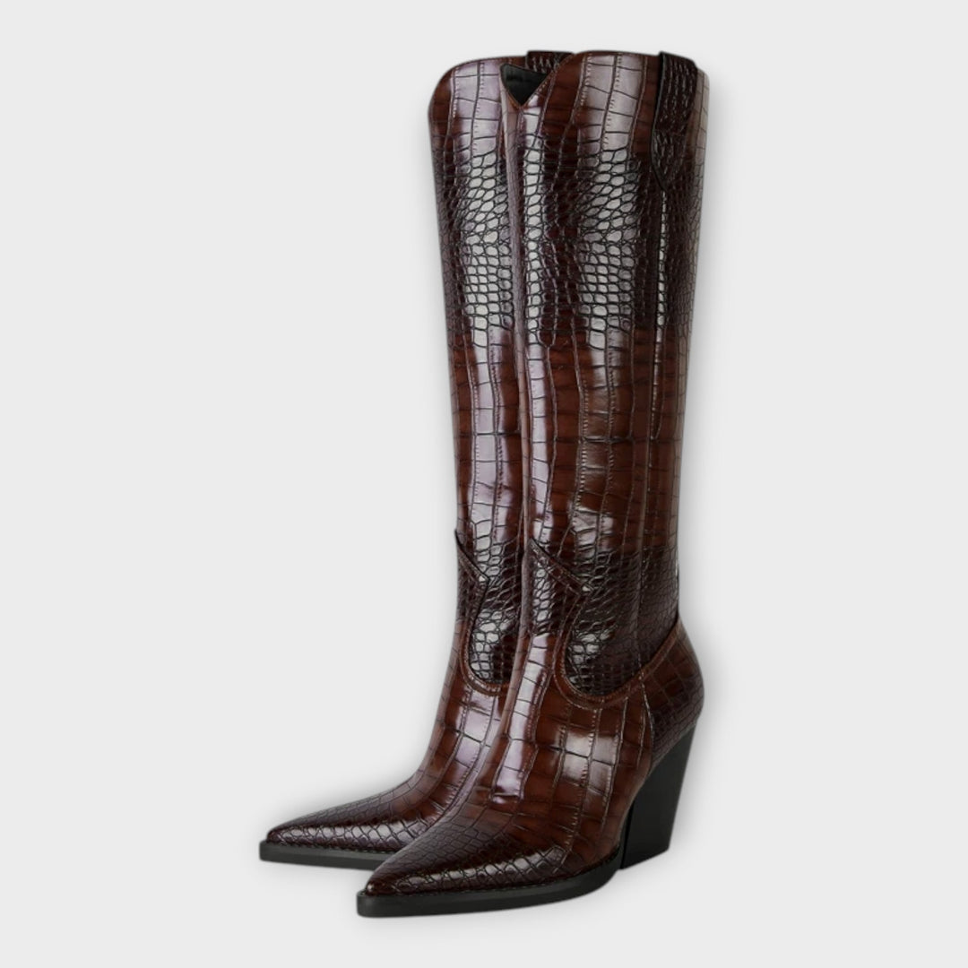 Elegantné lodičky s Croco dizajnom a štýlovým podpätkom