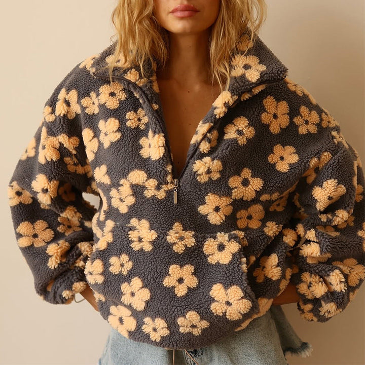 Květa – Polar Fleece Floral Hoodie
