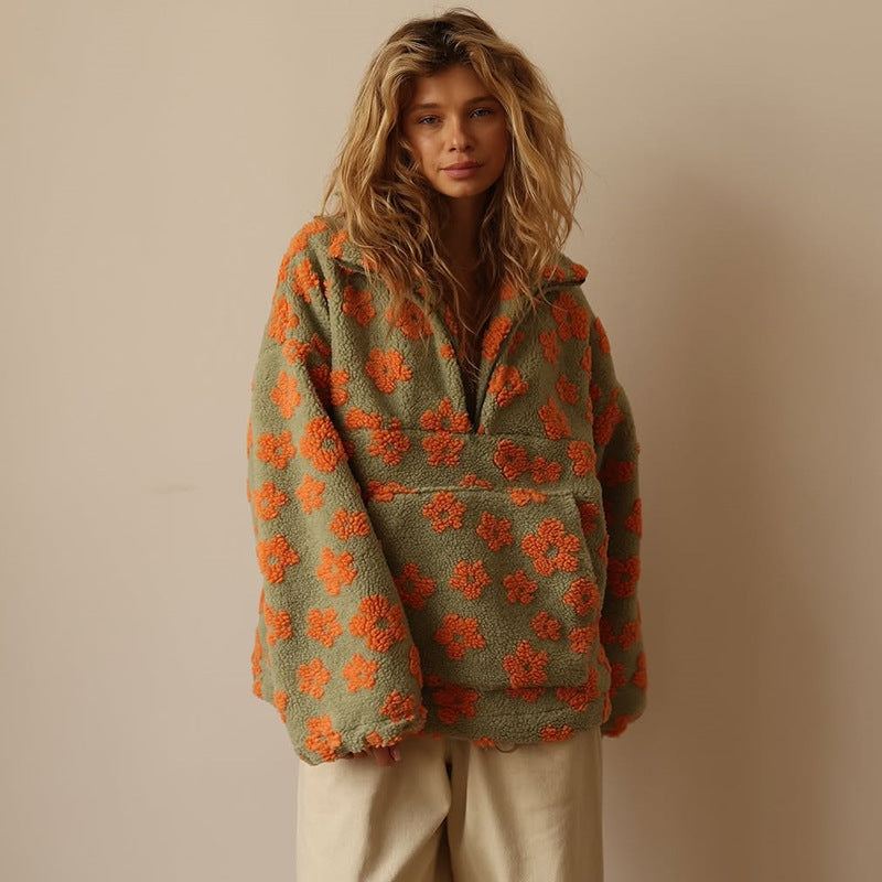 Květa – Polar Fleece Floral Hoodie