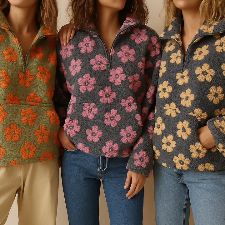 Květa – Polar Fleece Floral Hoodie