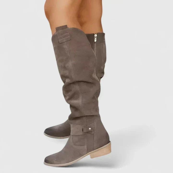 Dominika vysoké riasené čižmy - Khaki