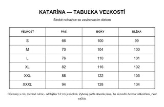 Katarína - tabuľka veľkostí