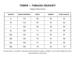 Tomáš tabuľka veľkostí