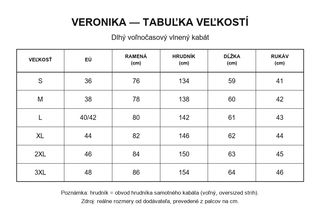 Veronika - tabuľka veľkostí