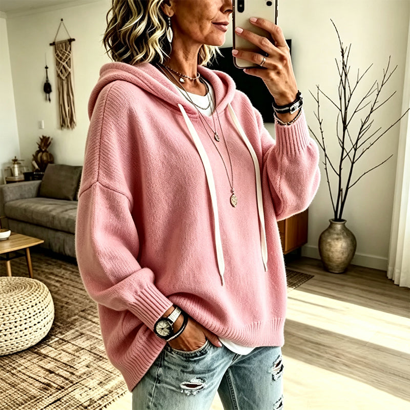Zuzana | Pletený sveter s kapucňou a vreckom