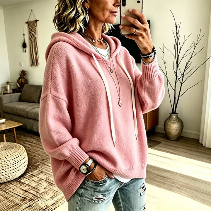 Zuzana | Pletený sveter s kapucňou a vreckom