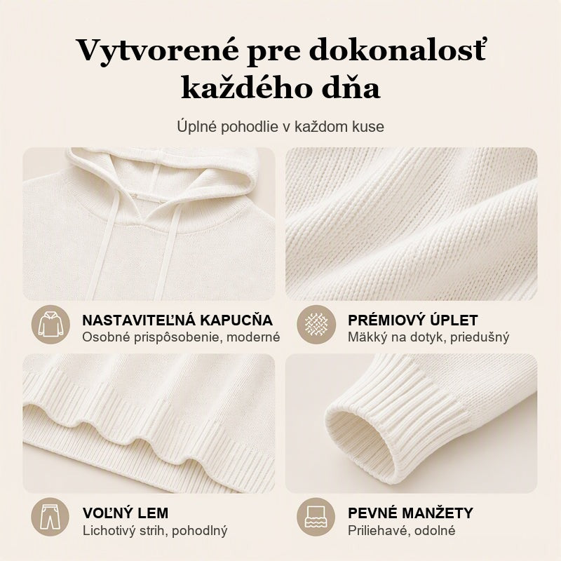 Zuzana | Pletený sveter s kapucňou a vreckom