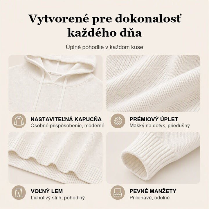 Zuzana | Pletený sveter s kapucňou a vreckom