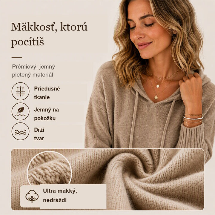Zuzana | Pletený sveter s kapucňou a vreckom